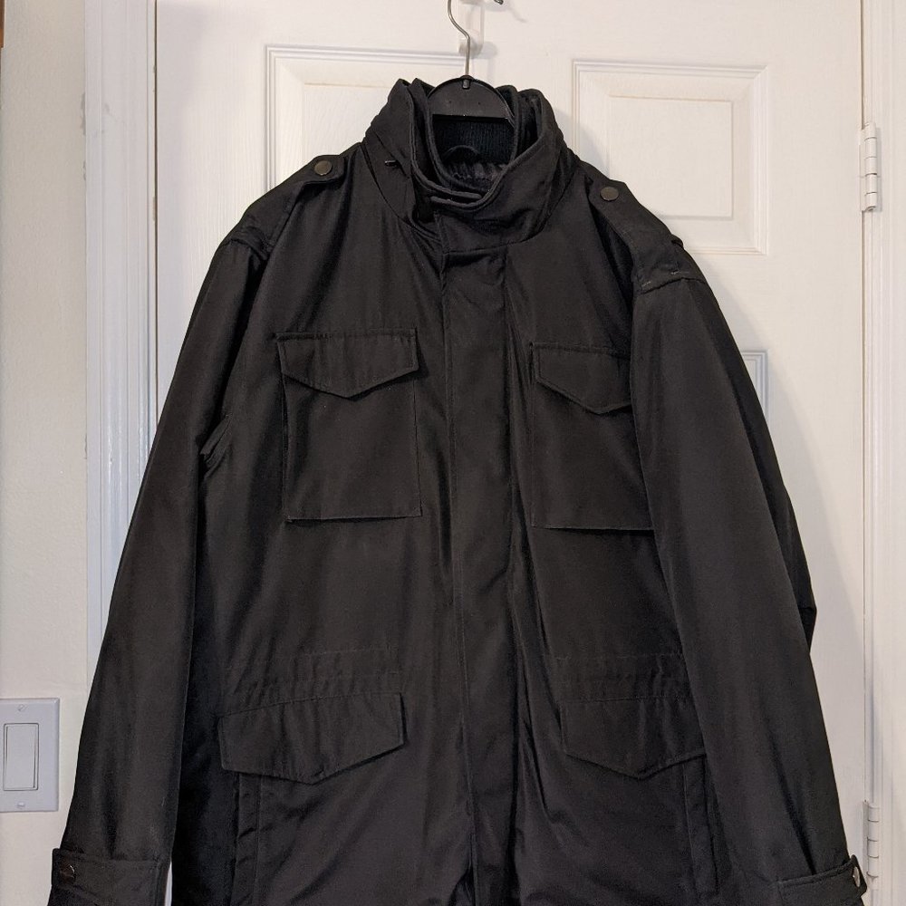 Michael Kors Mens Black Winter Parka Jacket with Quilted Inner Lining Size L